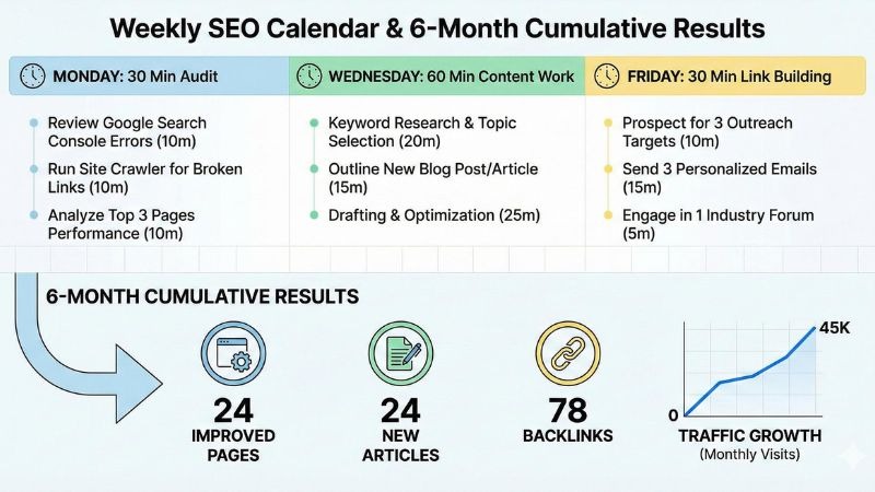 SEO growth timeline showing ranking improvements for law firms over months